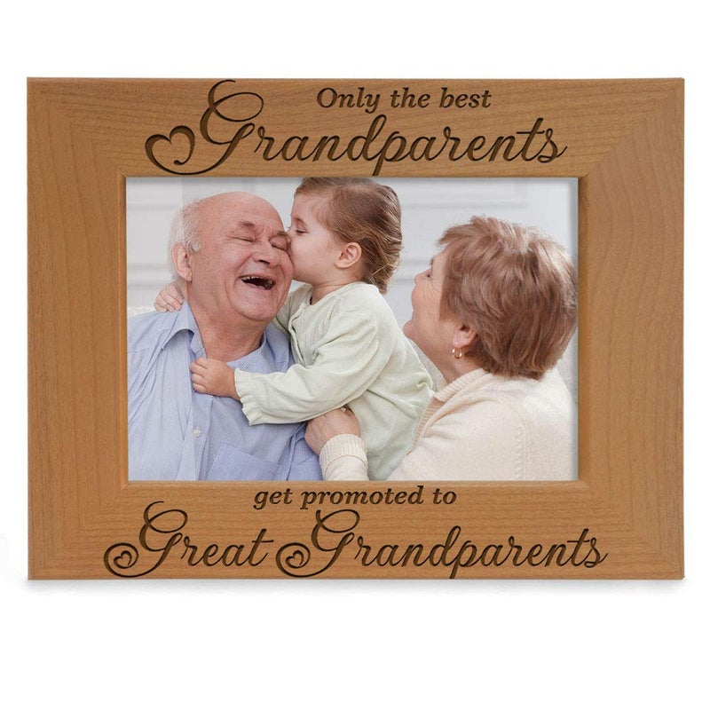 Kate Posh Only the Best Grandparents Promoted to Great Grandparents Engraved Natural Wood Picture Frame, Grandma Grandpa Gifts, Mother's Day, Father's Day (4" x 6" Horizontal) - Image 1